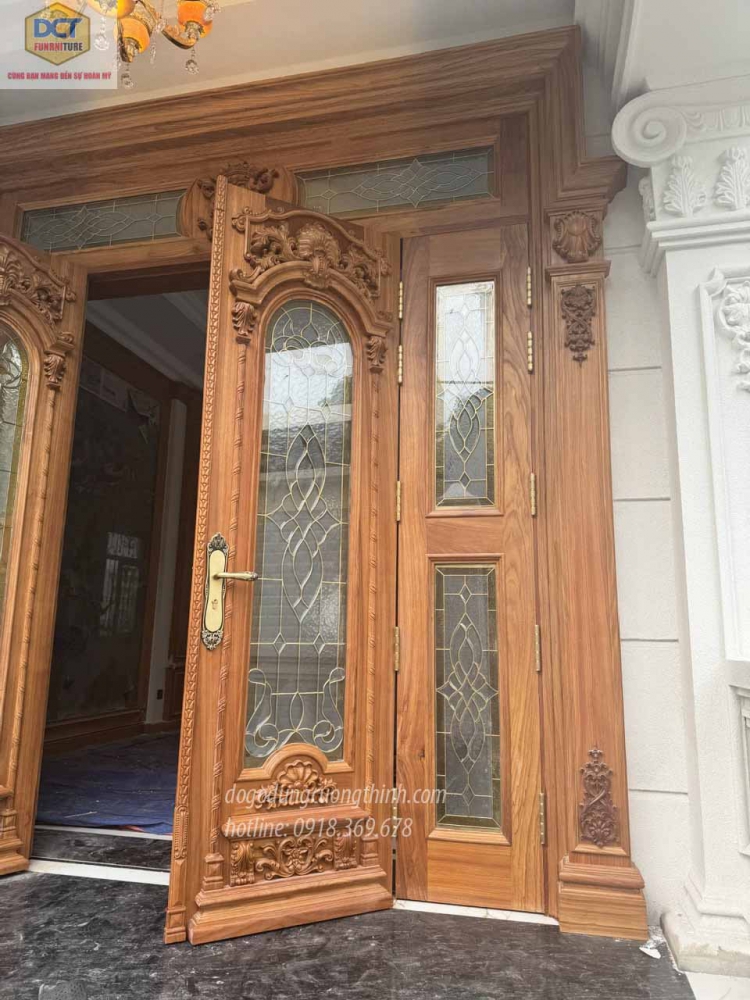 Bộ cửa 4 cánh kính hoa đồng